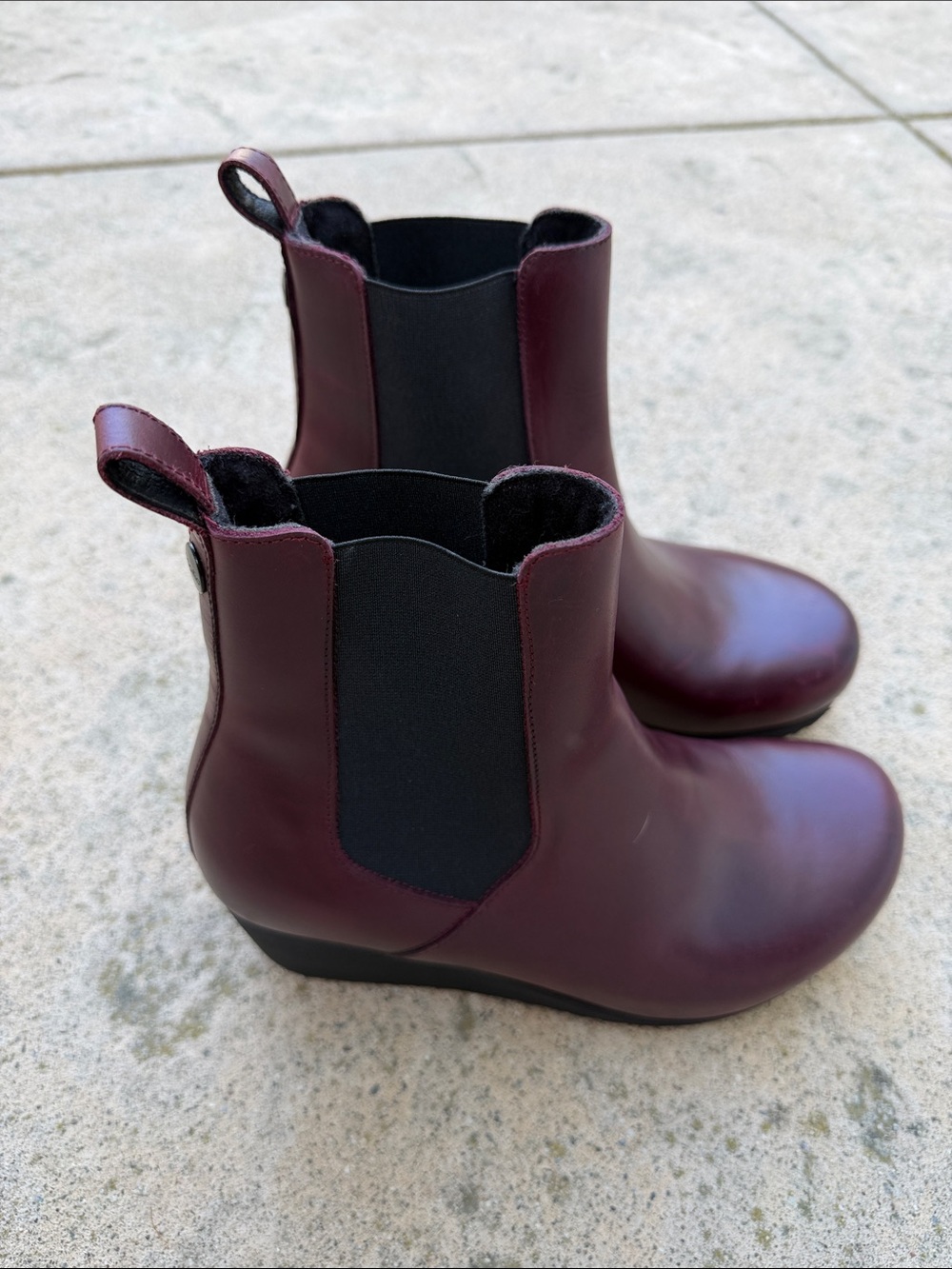 Birkenstock Papillio Ebba Slip On Burgundy Chelsea Wedge Boot Size 39-8.5 - Picture 3 of 10